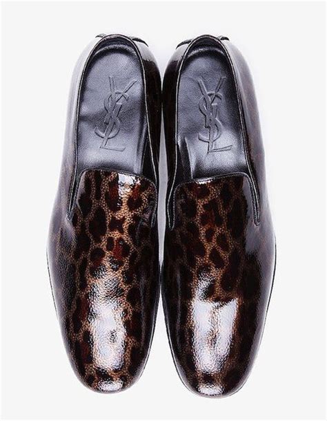 ysl mens leopard loafers